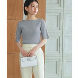 パール釦/スモークブルー(2PBU) | 選べるデザインボタンハーフスリーブリブニット | RUIRUE BOUTIQUE