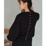 バックパール/ブラック(BL) | 選べるデザインパールボタンアンチピリングニット | RUIRUE BOUTIQUE