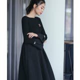 ブラック(BL) | リブニット&膨れジャガードワンピース | RUIRUE BOUTIQUE