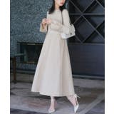 ライトベージュ(PBE) | リブニット&膨れジャガードワンピース | RUIRUE BOUTIQUE