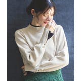 アイボリー(WH) | アンチピリングバイカラーニット | RUIRUE BOUTIQUE