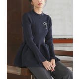 ネイビー(NE) | スポンディッシュボリュームぺプラムニット | RUIRUE BOUTIQUE