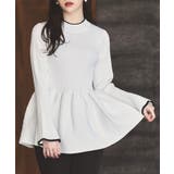 オフ×ブラック(WHZ) | スポンディッシュボリュームぺプラムニット | RUIRUE BOUTIQUE