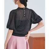 ブラック(BL) | バックパールシアーパフニット | RUIRUE BOUTIQUE