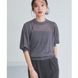 チャコールグレー(DGY) | バックパールシアーパフニット | RUIRUE BOUTIQUE