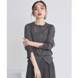 チャコールグレー(DGY) | メタルボタンカラーパフカーデ | RUIRUE BOUTIQUE