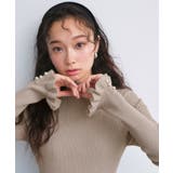 ベージュ(BE) | 袖口ニットフリル&パールRIBニット | RUIRUE BOUTIQUE