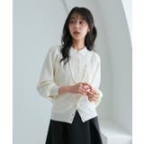 ホワイト(WH) | 衿つきパフニットカーデ | RUIRUE BOUTIQUE