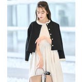 ブラック×エクリュ(BLZ) | スポンディッシュバイカラーボックスカーディガン | RUIRUE BOUTIQUE