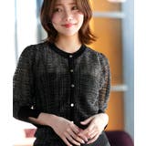 ブラック(BL) | シアーラメチェックパフカーデ | RUIRUE BOUTIQUE