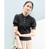 ブラック(BL) | パールボタンヘンリーポロニット | RUIRUE BOUTIQUE