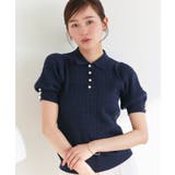 ネイビー(NE) | パールボタンヘンリーポロニット | RUIRUE BOUTIQUE