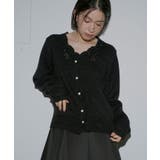 ブラック(BL) | ウールモヘアブレンドレースカーディガン | RUIRUE BOUTIQUE