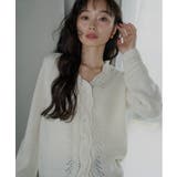 オフグレー(WH) | ウールモヘアブレンドレースカーディガン | RUIRUE BOUTIQUE