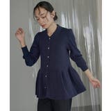 ネイビー(NE) | 衿つきペプラムRIBニット | RUIRUE BOUTIQUE