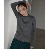 杢グレー(GY) | ボタンデザインカーデレイヤードニット | RUIRUE BOUTIQUE