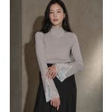 グレー(GY) | レーススリットスリーブリブニット | RUIRUE BOUTIQUE