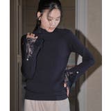 ネイビー(NE) | レーススリットスリーブリブニット | RUIRUE BOUTIQUE