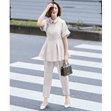 スモーキーホワイト(WH) | 【洗える/2set】ドルマンペプラムシャツ/綺麗シルエット・テーパードパンツ | RUIRUE BOUTIQUE