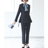 ネイビー(NE) | バッククロスケープダブルブレストジャケット＆ストレートパンツスーツ | RUIRUE BOUTIQUE