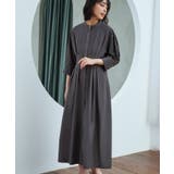 ダークグレー(DGY) | ウエストタック・バンドカラーロングワンピース | RUIRUE BOUTIQUE