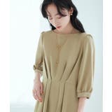 ベージュ(BE) | バックベルト・ウエストタック ロングワンピース | RUIRUE BOUTIQUE