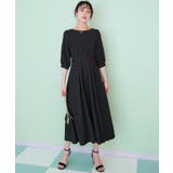ブラック(BL) | バックベルト・ウエストタック ロングワンピース | RUIRUE BOUTIQUE