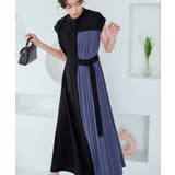 プリーツパネル・フレンチスリーブ ロングワンピース | RUIRUE BOUTIQUE | 詳細画像1