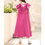 ピンク(PN) | ショルダーフリルAラインリラクシーワンピース | RUIRUE BOUTIQUE