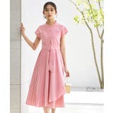 ピンク(PPN) | サイドプリーツ・アシンメトリーワンピース(ベルト付き) | RUIRUE BOUTIQUE