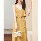 イエロー(YE) | Vネック・フレアジャンパースカート(ベルト付き) | RUIRUE BOUTIQUE