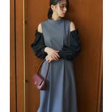 【ストレッチ/2way】袖配色オープンショルダーフレアワンピース | RUIRUE BOUTIQUE | 詳細画像4 