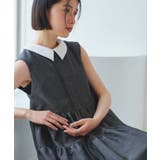 チャコール(DGY) | 襟付きシアージャカードギャザーフレアワンピース | RUIRUE BOUTIQUE