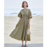 ライトグレーカーキ(BE) | バルーンスリーブフレアシャツワンピース | RUIRUE BOUTIQUE