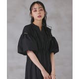 ブラック(BL) | バルーンスリーブフレアシャツワンピース | RUIRUE BOUTIQUE