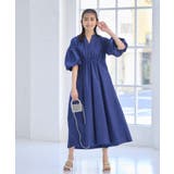 ロイヤルブルー(BU) | バルーンスリーブフレアシャツワンピース | RUIRUE BOUTIQUE