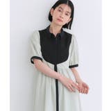 ライトグレー×ブラック(PGY) | レース切り替えフレアシャツワンピース | RUIRUE BOUTIQUE