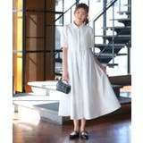 オフホワイト(WH) | レース切り替えフレアシャツワンピース | RUIRUE BOUTIQUE