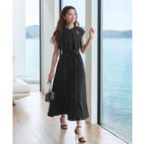 ブラック(BL) | ケープ×プリーツスタイルアップワンピース | RUIRUE BOUTIQUE