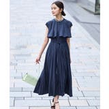ネイビー(NE) | ケープ×プリーツスタイルアップワンピース | RUIRUE BOUTIQUE