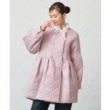 レトロピンク(PPN) | ミックスステッチ・ボリュームペプラム中綿コート | RUIRUE BOUTIQUE