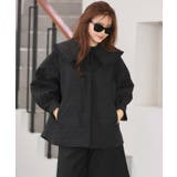 ブラック(BL) | 襟付き中綿キルティングAラインコート | RUIRUE BOUTIQUE