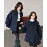 ネイビー(NE) | 襟付き中綿キルティングAラインコート | RUIRUE BOUTIQUE