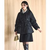 ブラック(BL) | 【洗える】ダブルペプラム・ダウンコート | RUIRUE BOUTIQUE
