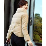 パウダーベージュ(C) | バックリボンショートダウンコート | RUIRUE BOUTIQUE