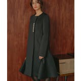 ブラック(BL) | パールデザインダンボールニットフレアコート | RUIRUE BOUTIQUE