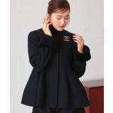 ブラック(BL) | ニットメルトンコクーンペプラムショートコート | RUIRUE BOUTIQUE