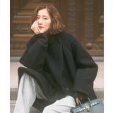 ブラック(BL) | 【日本生地】ウールモヘアブレンドヘアリーコクーンコート | RUIRUE BOUTIQUE