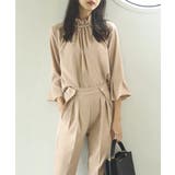 ベージュ×ベージュ(BE) | パールポイントブラウス＆パンツセットアップ | RUIRUE BOUTIQUE