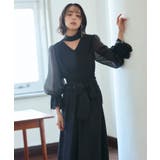ブラック(BL) | 【全脱ぎ回避】シアースリーブバックセパレートパンツドレス | RUIRUE BOUTIQUE
